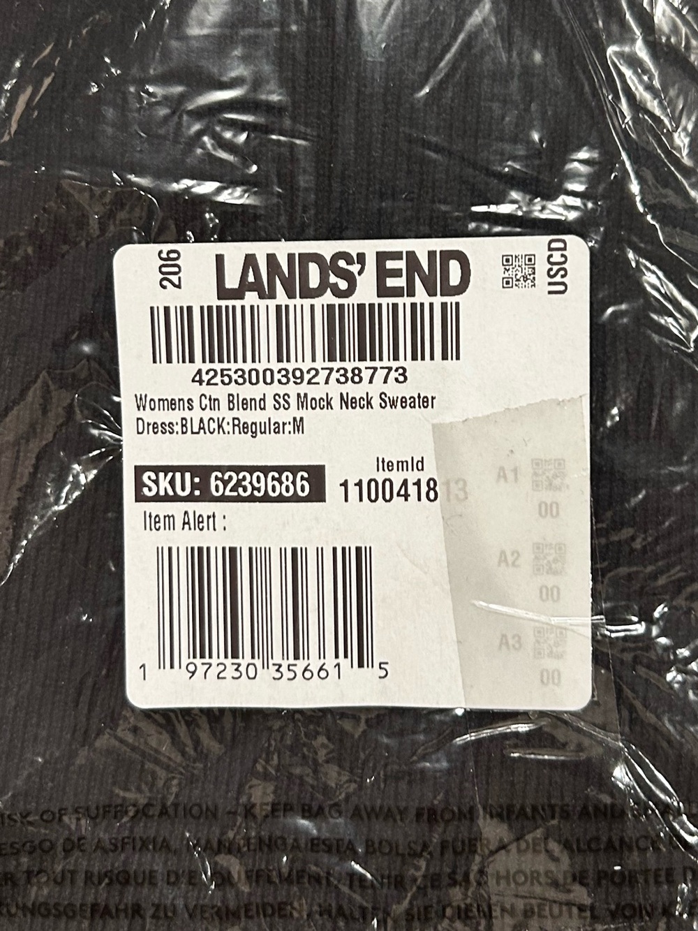 Lands' End Sleeveless Black Mock-Neck Tie-Waist Knit Dress - Picture 9 of 11